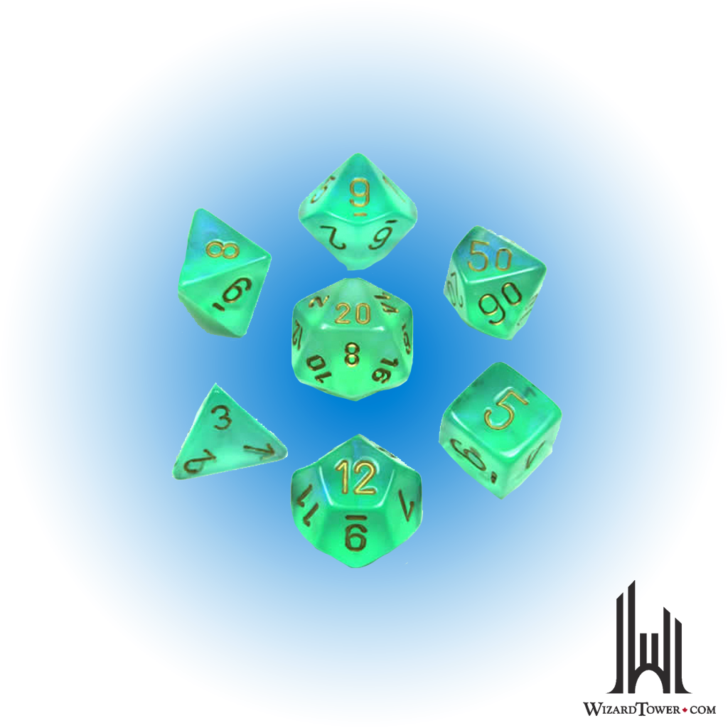 Borealis - Polyhedral 7-Die Set - Light Green / Gold Luminary